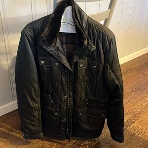 Joseph Abboud quilted jacket with removable fur collar. Worn once